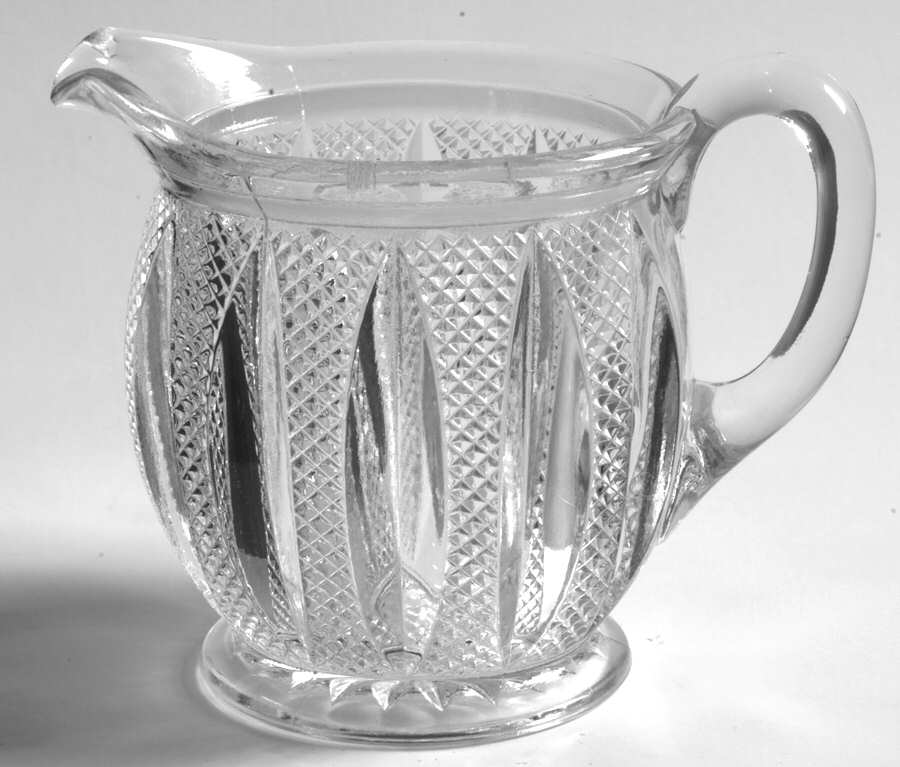 Pointed Oval in Diamond Point Clear Creamer by Heisey-1