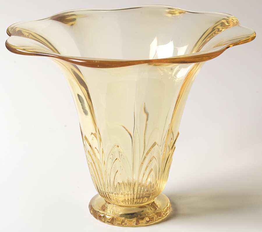 Cathedral Sahara Yellow 7" Flared Vase by Heisey-1