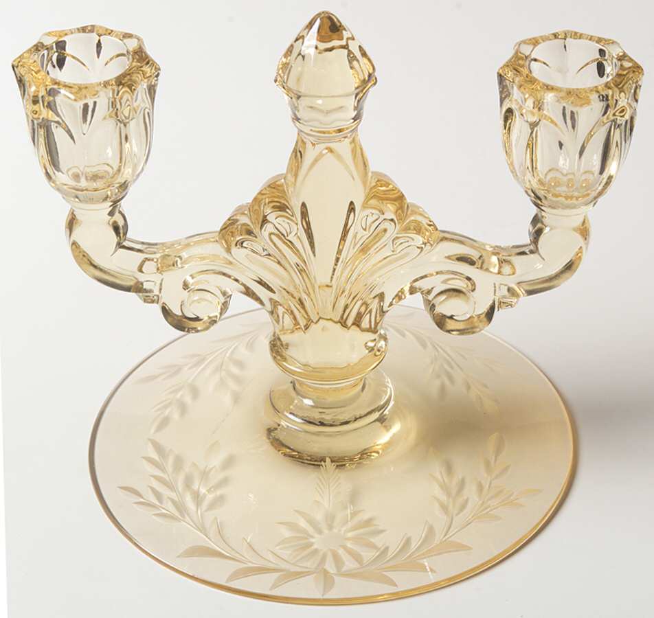 134-1 Yellow Double Light Candlestick by Heisey-1