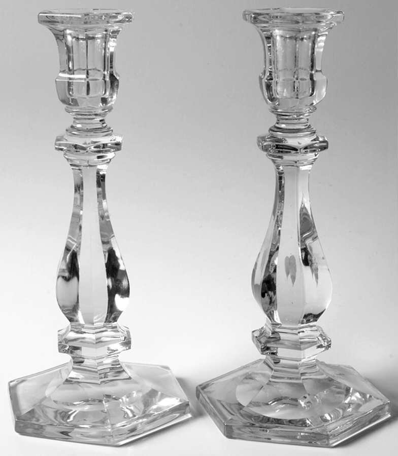 Old Williamsburg 2 Clear 10" Single Light Candlestick (Pair) by Heisey-1