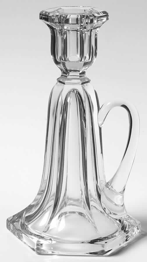 Skirted Panel with Handle Clear 7" Single Light Candlestick by Heisey-1