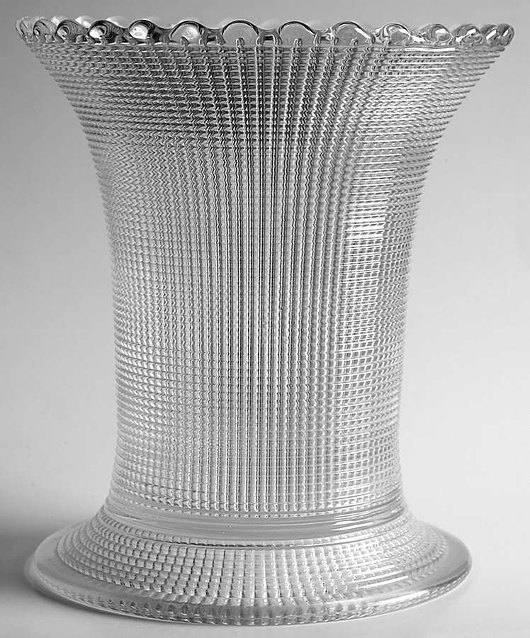 Plaid Clear 7" Flower Vase by Heisey-1