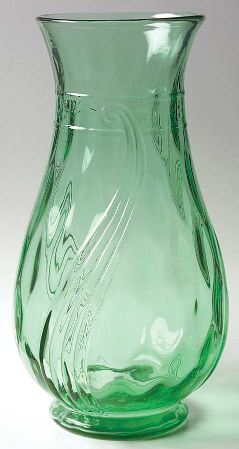 Swirl Green (Line 4223) 12" Flower Vase by Heisey-1