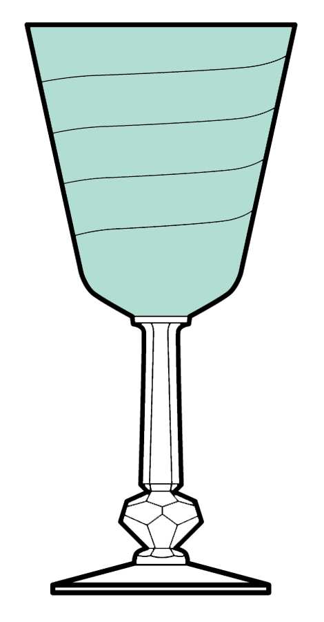 Kohinoor Zircon Green Bowl, Clear Stem Water Goblet by Heisey-1