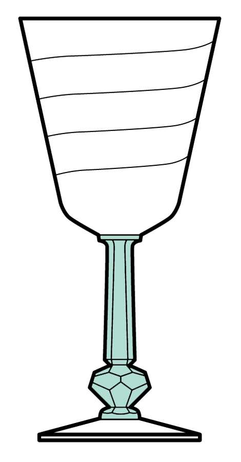 Kohinoor-Clear Bowl, Zircon Green Stem Water Goblet by Heisey-1