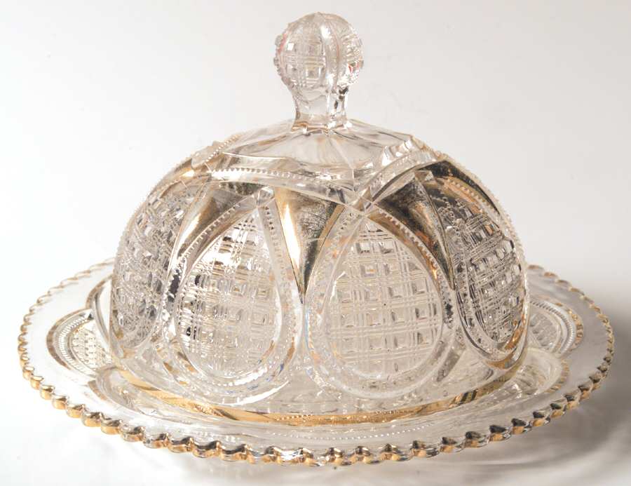Fancy Loop Gold Trim (Stem 1205) Round Covered Butter by Heisey-1