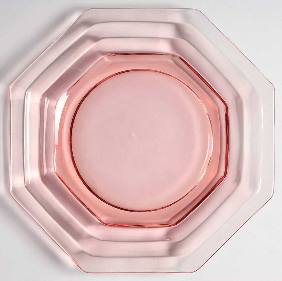 Stepped Octagon Pink 7" Salad Plate by Heisey-1