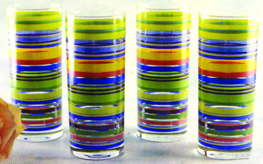 Picadilly Stripes Green Highball Glass by Home Essentials-1