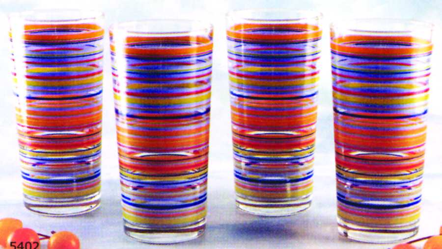Picadilly Stripes Orange Highball Glass by Home Essentials-1