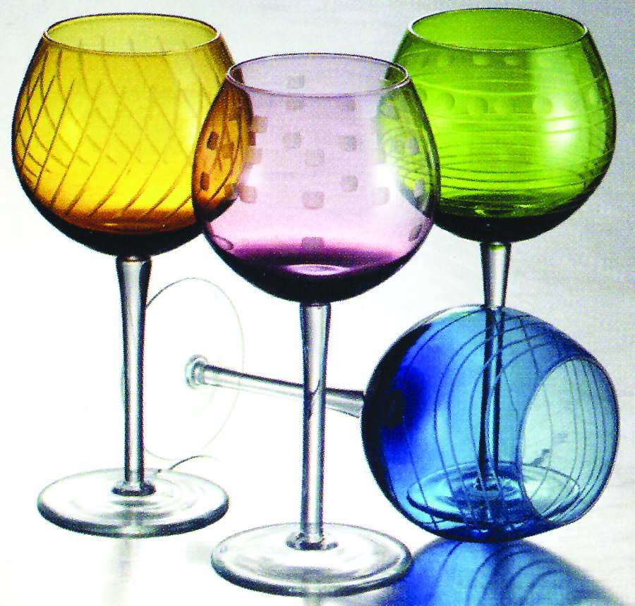 Soho (Lines, Waves, Dots) Amber Balloon Wine by Home Essentials-1