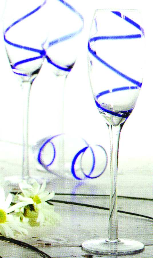 Swirl Blue Fluted Champagne by Home Essentials-1