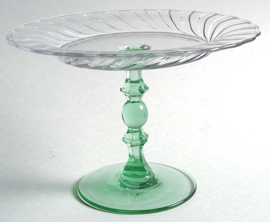 Spiral Green Round Compote (Height X Width) by Heisey-1