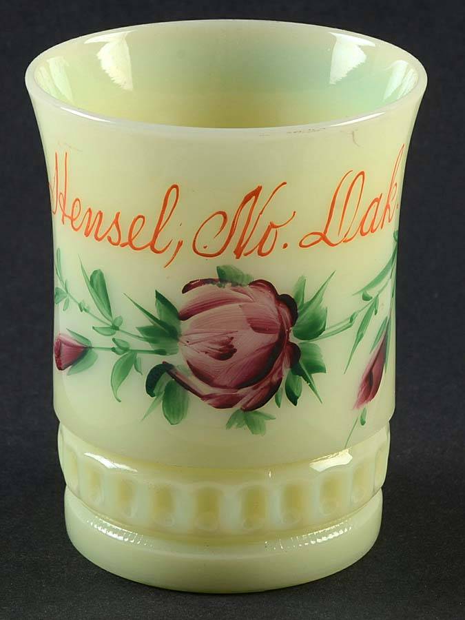 Punty Band Custard 8 Oz Flat Tumbler by Heisey-1