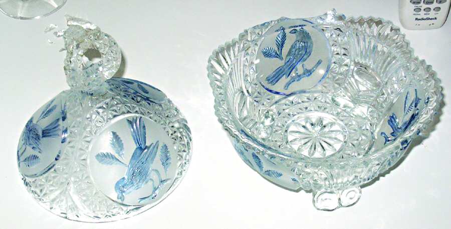 Byrdes Collection Blue 3-Footed Candy Dish with Lid by Hofbauer-1