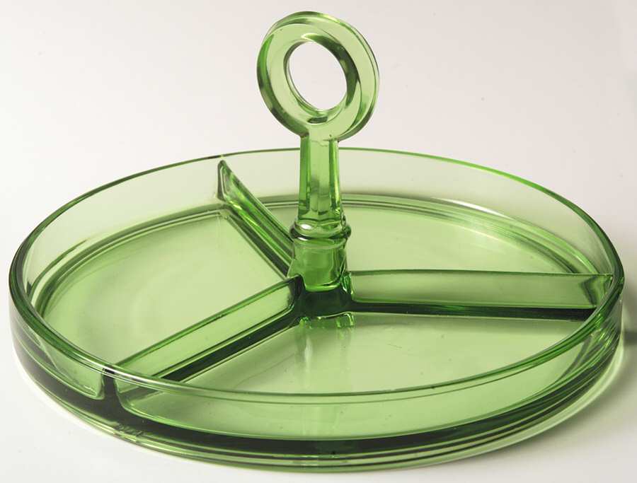 Yeoman Green (Stem 1184, No Optic) 3 Part Center Handled Mint by Heisey-1