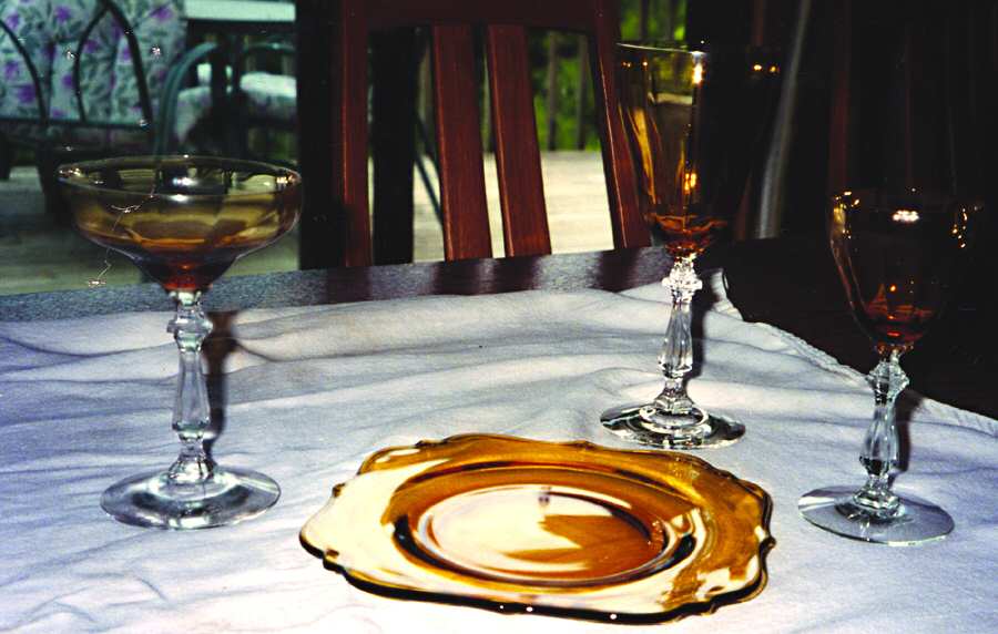 Dong Amber Champagne/Tall Sherbet by Huntington Glass-1