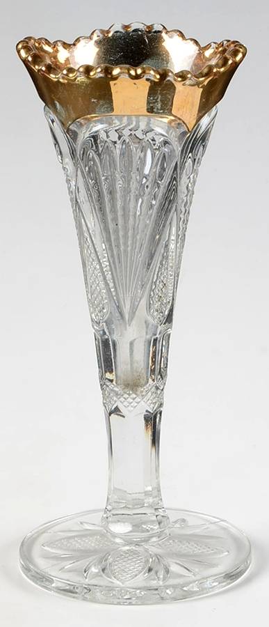 Pineapple and Fan Gold (Inset) 8" Footed Bud Vase by Heisey-1