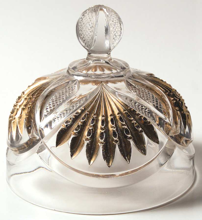 Pineapple and Fan Gold (Inset) Lid for Round Butter by Heisey-1