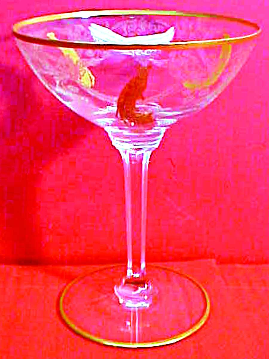 Three Birds on Vine Champagne/Tall Sherbet by Wheeling Decorating-1