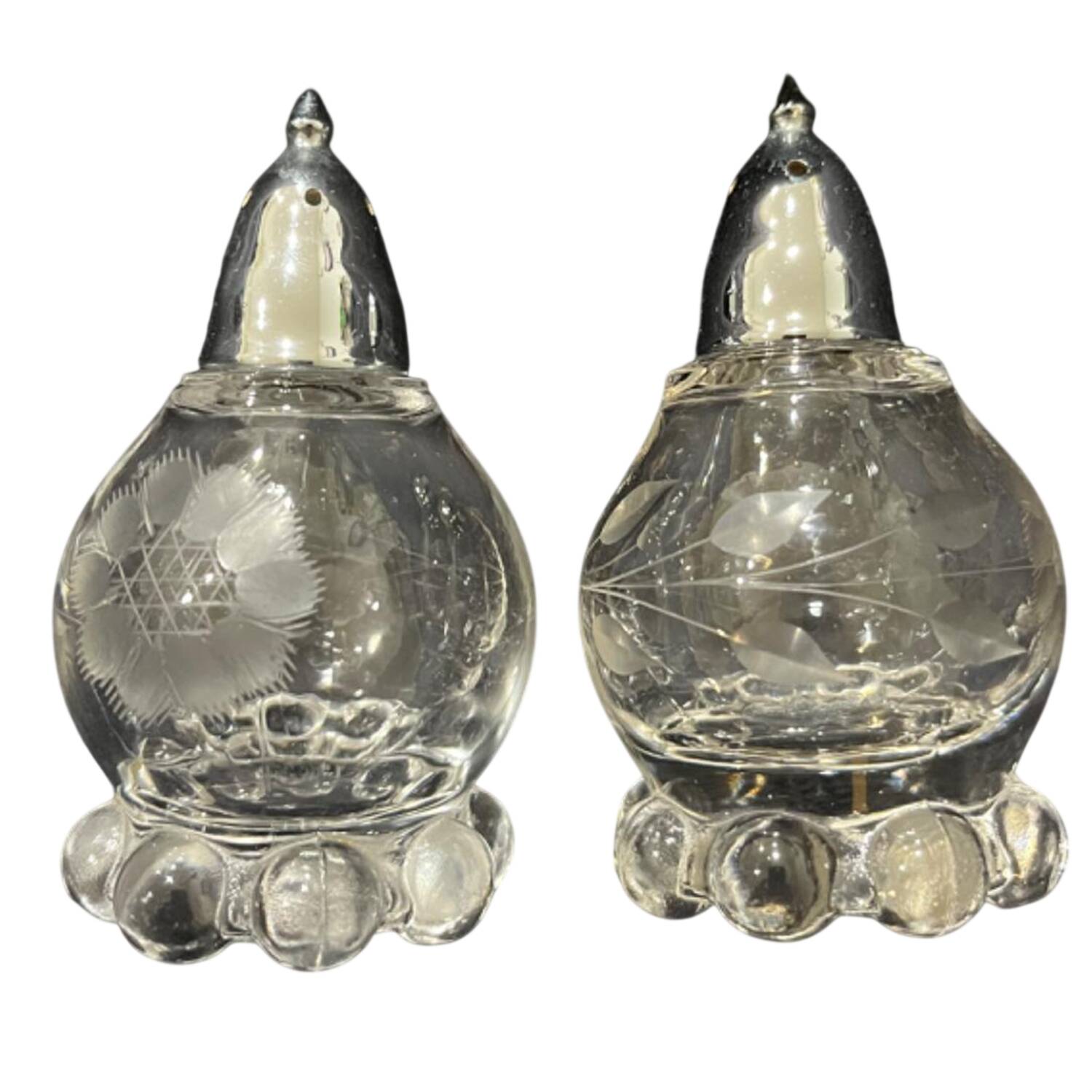 Cornflower (Candlewick) Footed Shaker Set & Metal Lids by W J Hughes-1