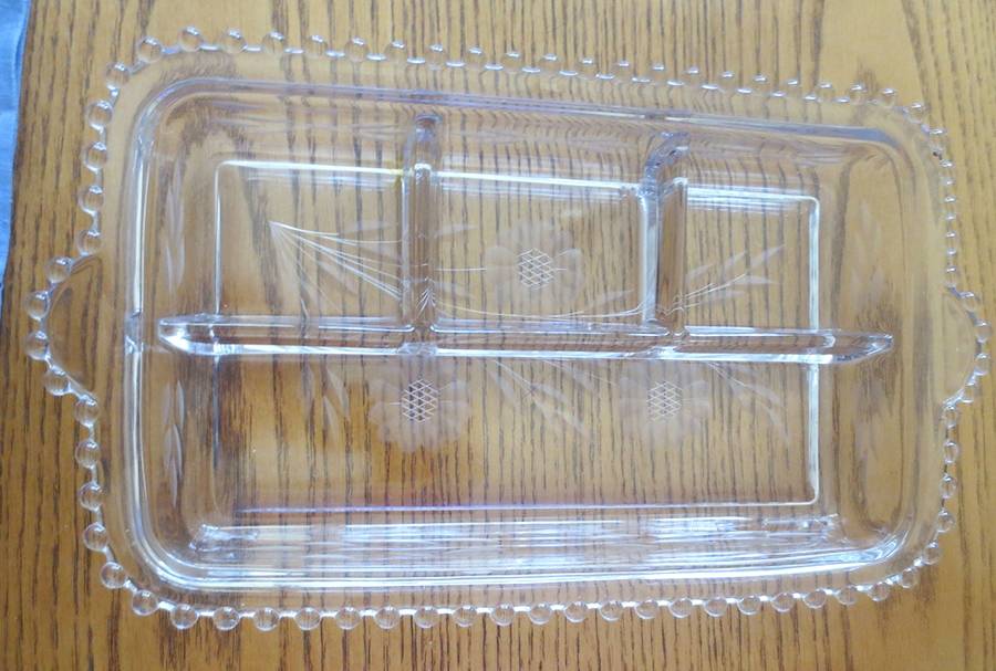 Cornflower (Candlewick) 12" Rectangular 4 Part Celery/Relish by W J Hughes-1