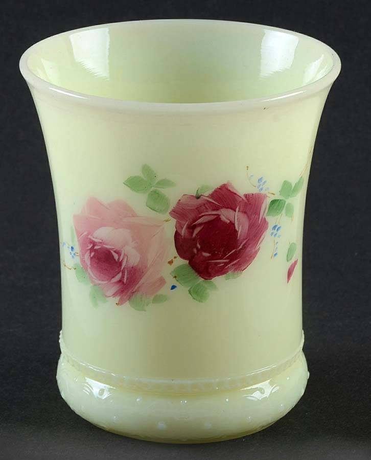 Ring Band Custard Floral 8 Oz Flat Tumbler by Heisey-1