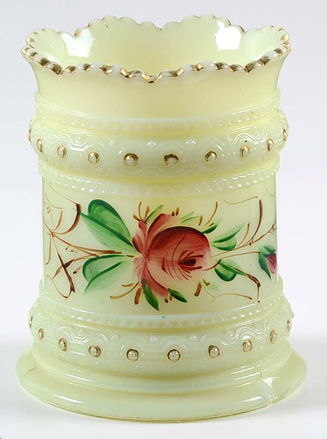 Ring Band Custard Floral Open Spooner by Heisey-1