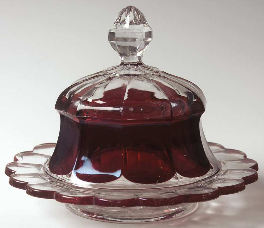 Continental Ruby Flash Round Covered Butter by Heisey-1
