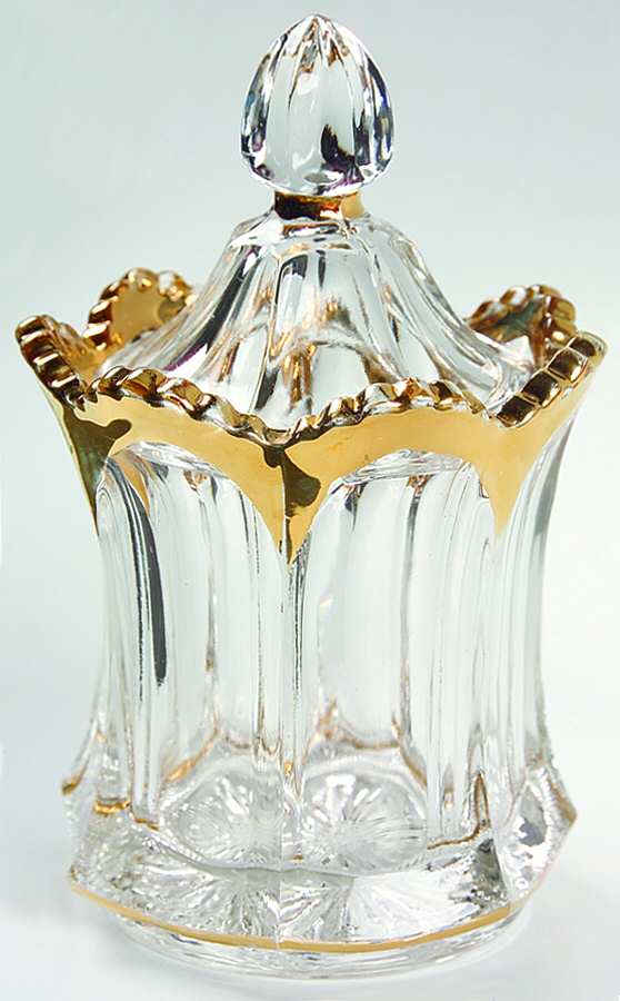 Colonial Clear (Stem 300, Gold Trim) Sugar Bowl & Lid by Heisey-1