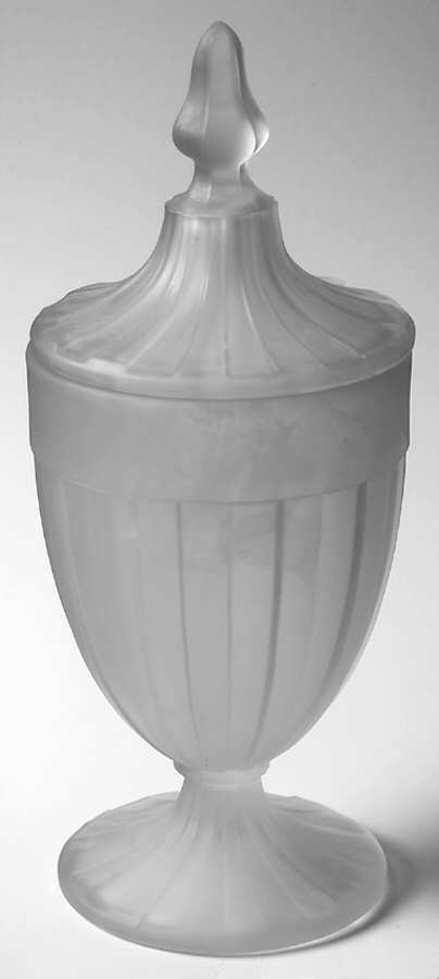 Recessed Panel Frosted 1 Lb Candy Jar & Lid by Heisey-1