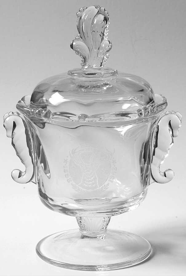 Elks Candy Dish & Lid w/Seahorse Handles by Heisey-1