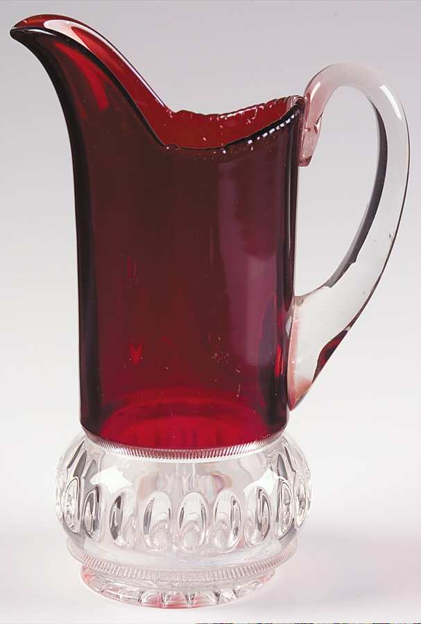 Punty Band Ruby Flash 16 Oz Pitcher by Heisey-1