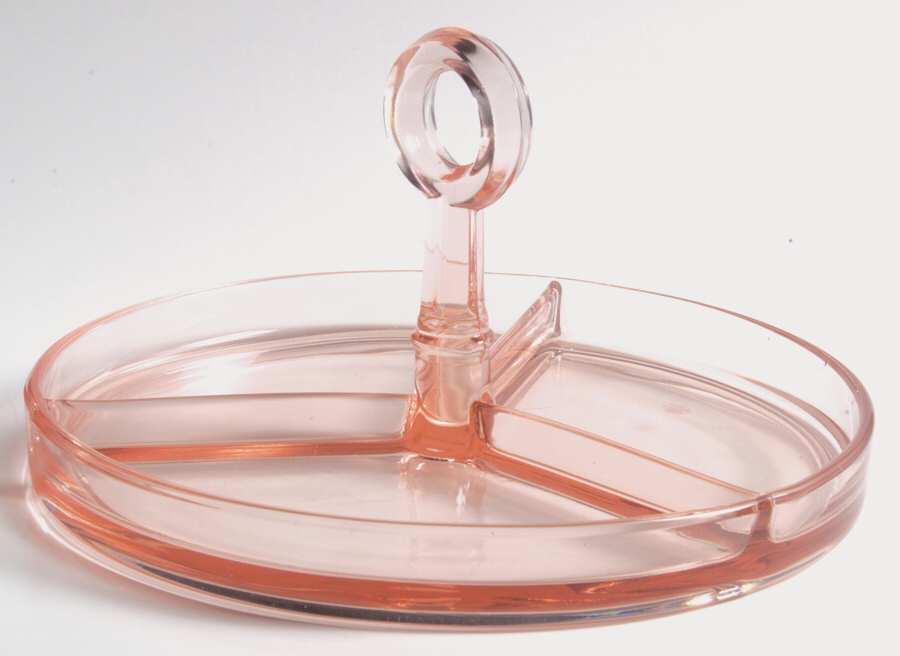 Yeoman Pink Flamingo (Stem 1184, No Optic) 3 Part Center Handled Mint by Heisey-1