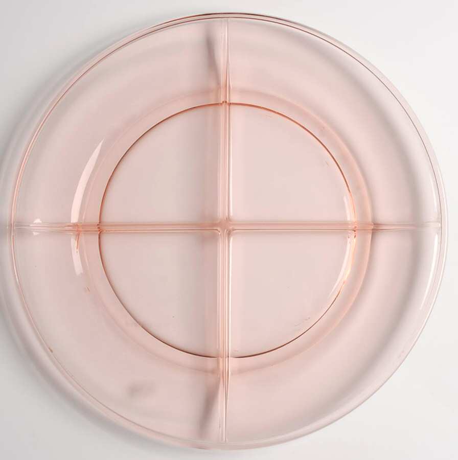 Yeoman Pink Flamingo (Stem 1184, No Optic) 4-Section Divided Plate by Heisey-1