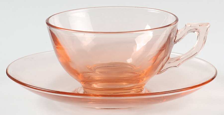 Yeoman Pink Flamingo (Stem 1184, No Optic) Cup & Saucer Set by Heisey-1