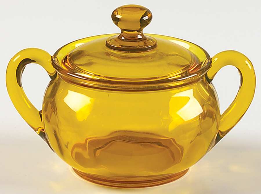 Yeoman Marigold (Stem 1184, Optic) Hotel Sugar with Lid by Heisey-1