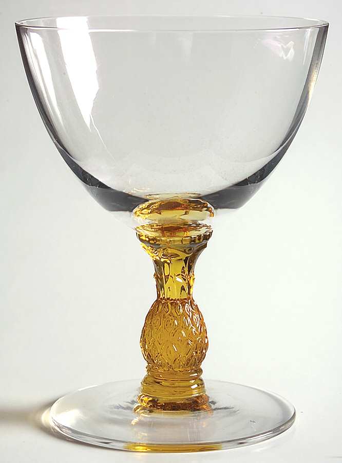 HEI6 Amber Stem Champagne/Tall Sherbet by Heisey-1