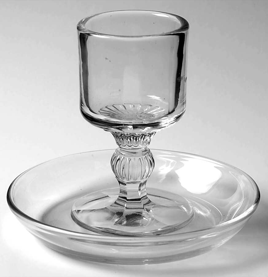 Yeoman Clear (Line 1184, No Optic) Stemmed Cigarette with Attached Ashtray by Heisey-1