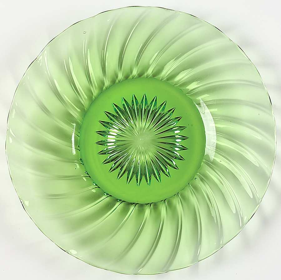 Swirl Green (Marcel Wave) 7" Salad Plate by Heisey-1