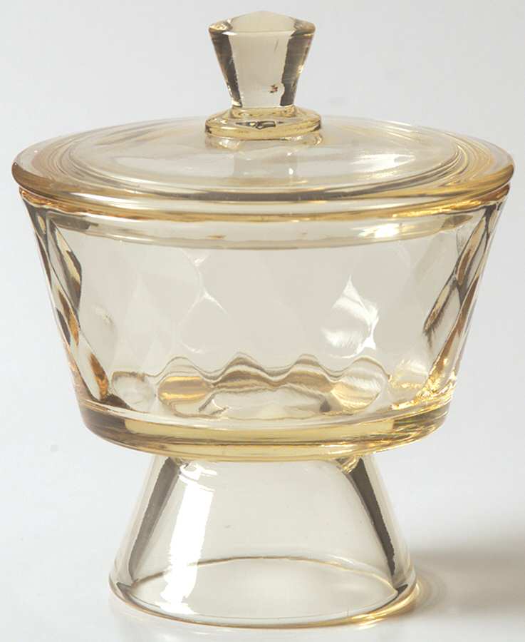 Yeoman Yellow Sahara (Line 1189, Optic) Sugar Bowl & Lid by Heisey-1