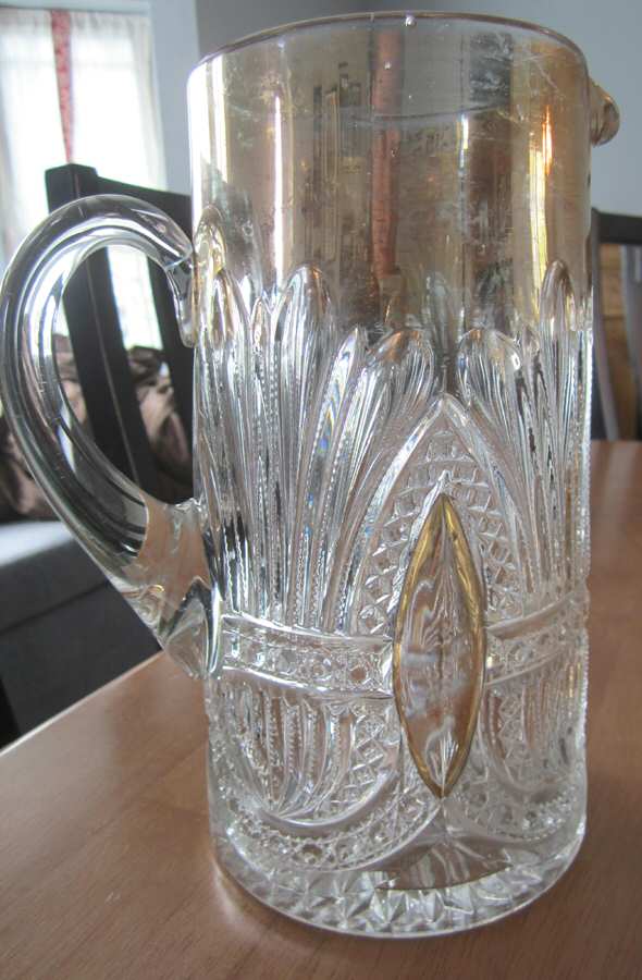 Prince of Wales Plumes Gold Trim Pitcher by Heisey-1