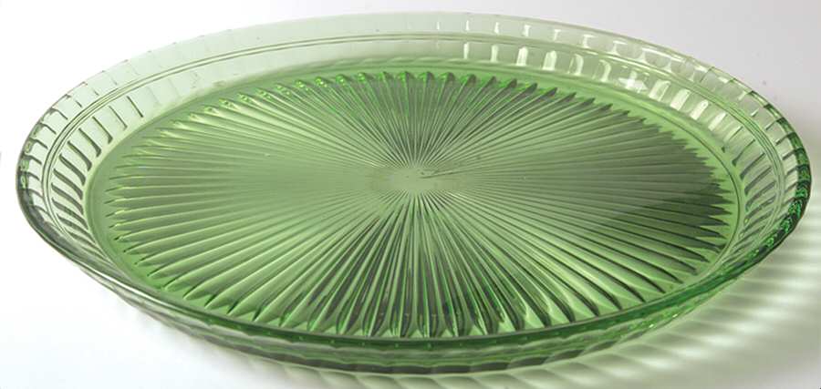 Banded Flute Green (Moongleam) 10" Round Tray by Heisey-1