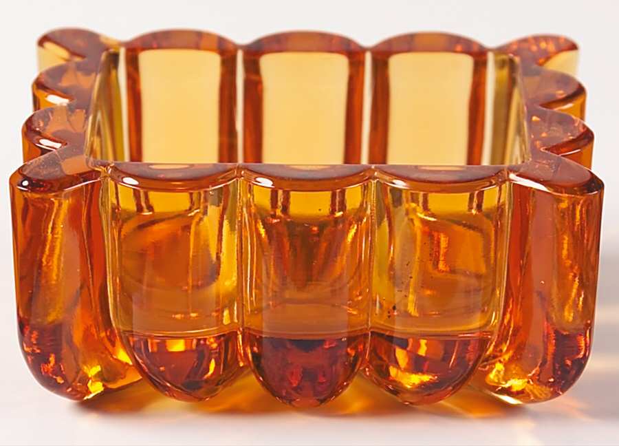 Crystolite Amber Cigarette Box No Lid by Heisey-1
