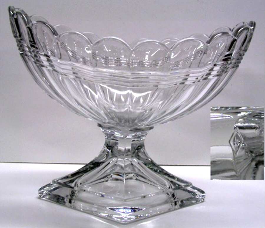 Banded Diamond Foot Oval Compote (Height X Width) by Heisey-1