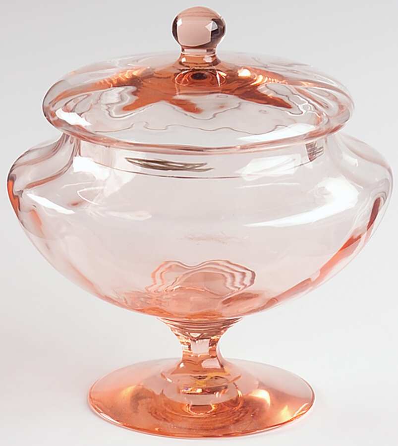 Wabash Flamingo (Pink) 6" Compote & Lid by Heisey-1