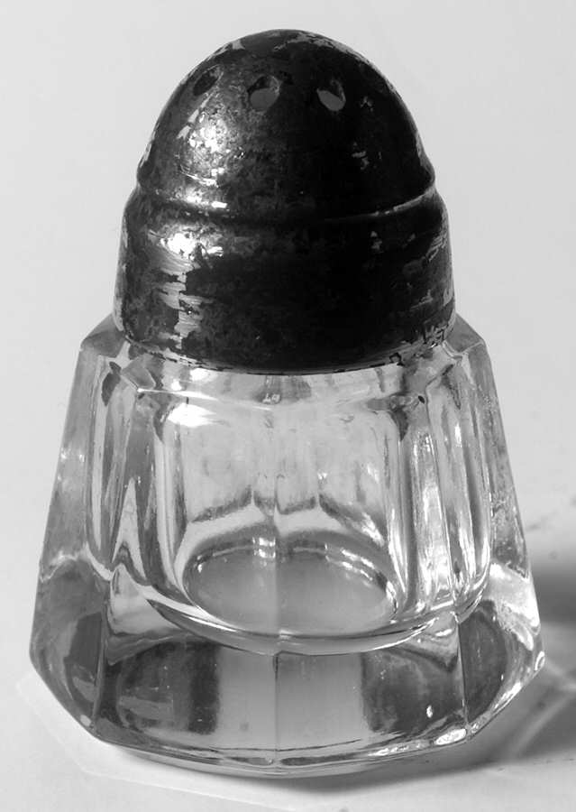 Short Panel Clear Shaker Set w/Metal Lids by Heisey-1