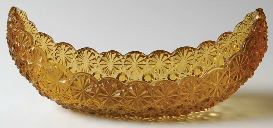 Daisy and Button Old Gold Canoe Shape Bowl by Hobbs Brockunier-1