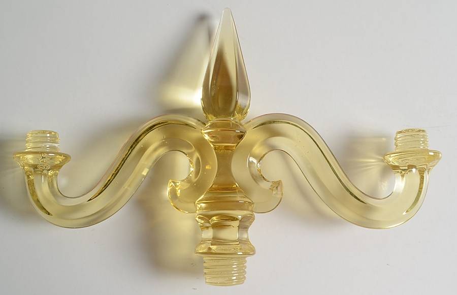 Old Williamsburg Candlelabras & Epergne Yellow 2 Light Candelabra Arm #300 by Heisey-1