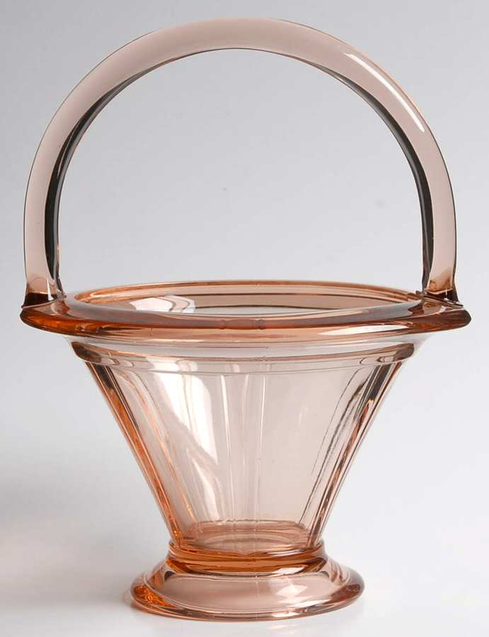 Double Rib and Panel Pink (Flamingo) 8" Basket by Heisey-1