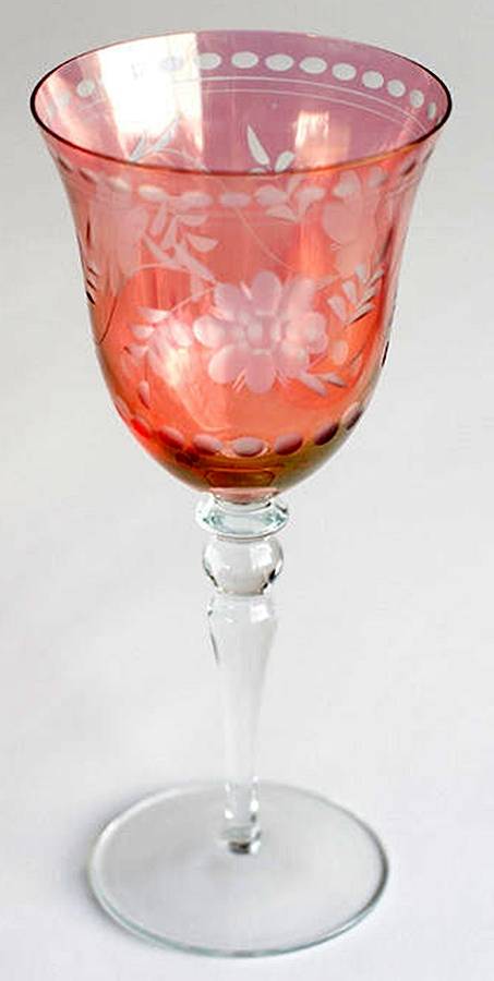 Cut Luster Red Water Goblet by Home Essentials-1